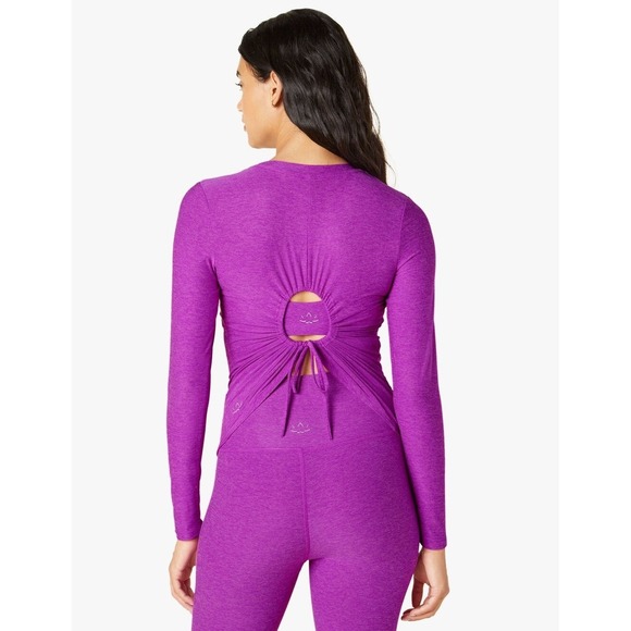 Beyond Yoga Long Sleeve Top XS Purple Space Dye Back Cutout Athleisure - Picture 2 of 9